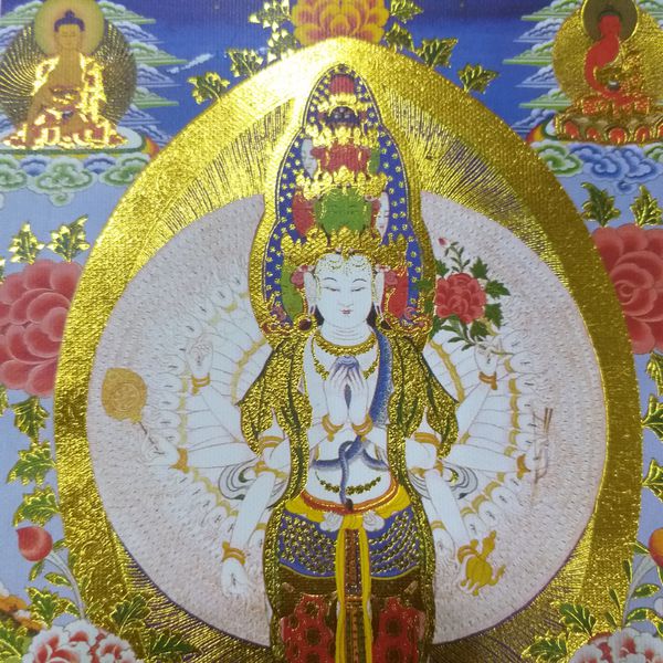 Tranh Thangka Quan Âm Thập Nhất Diện Bồ Tát_35x20cm